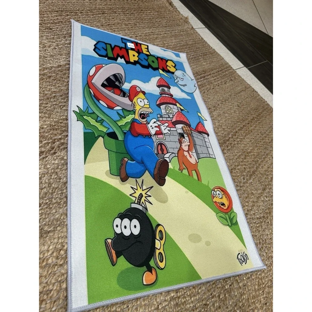 Brand New The Simpsons x Super Mario Bros. Mashup Rug